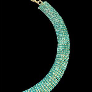 Silver Toned Caribbean Blue Rhinestone Articulated Bracelet